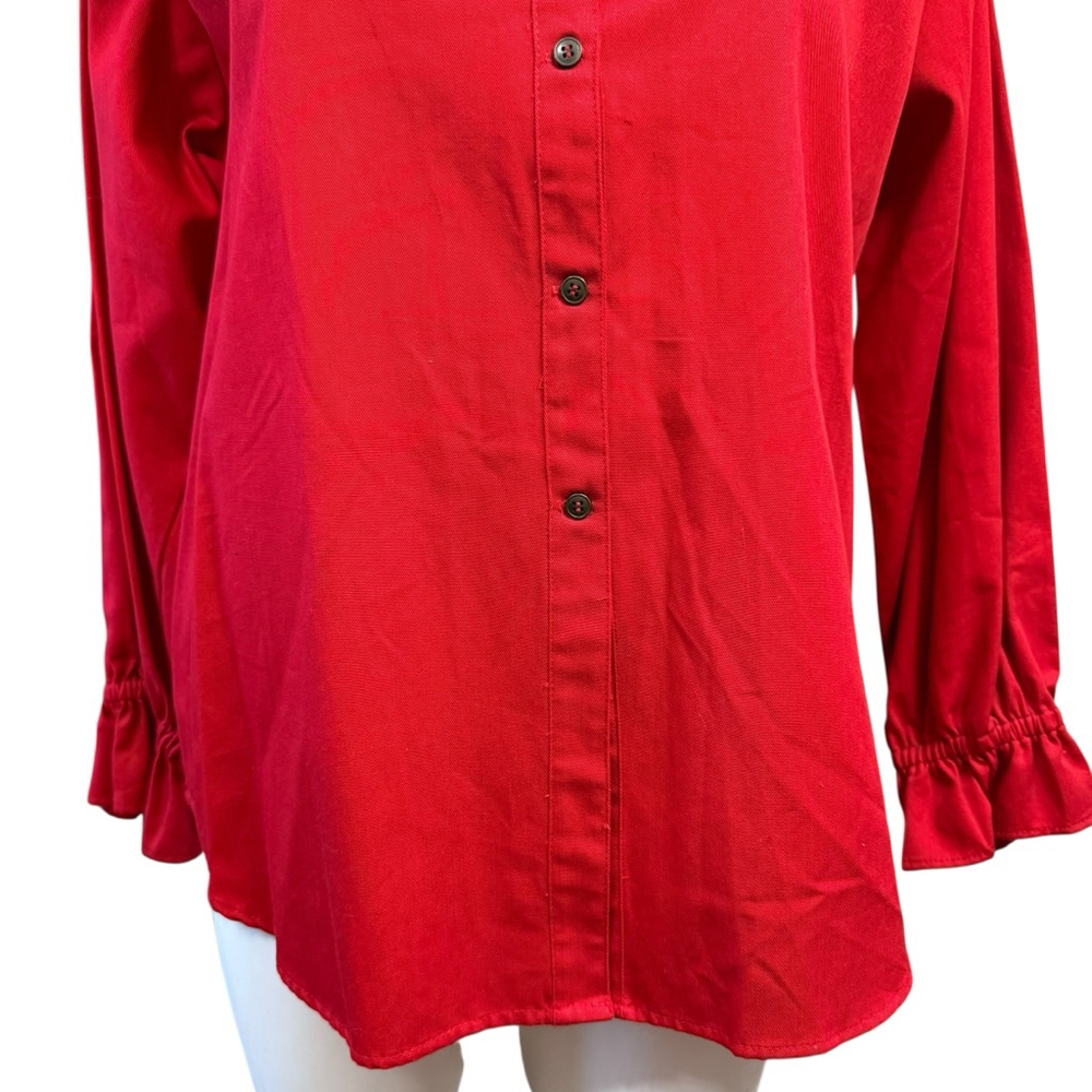 Red Ruffled Women's Blouse - Picture 3 of 9